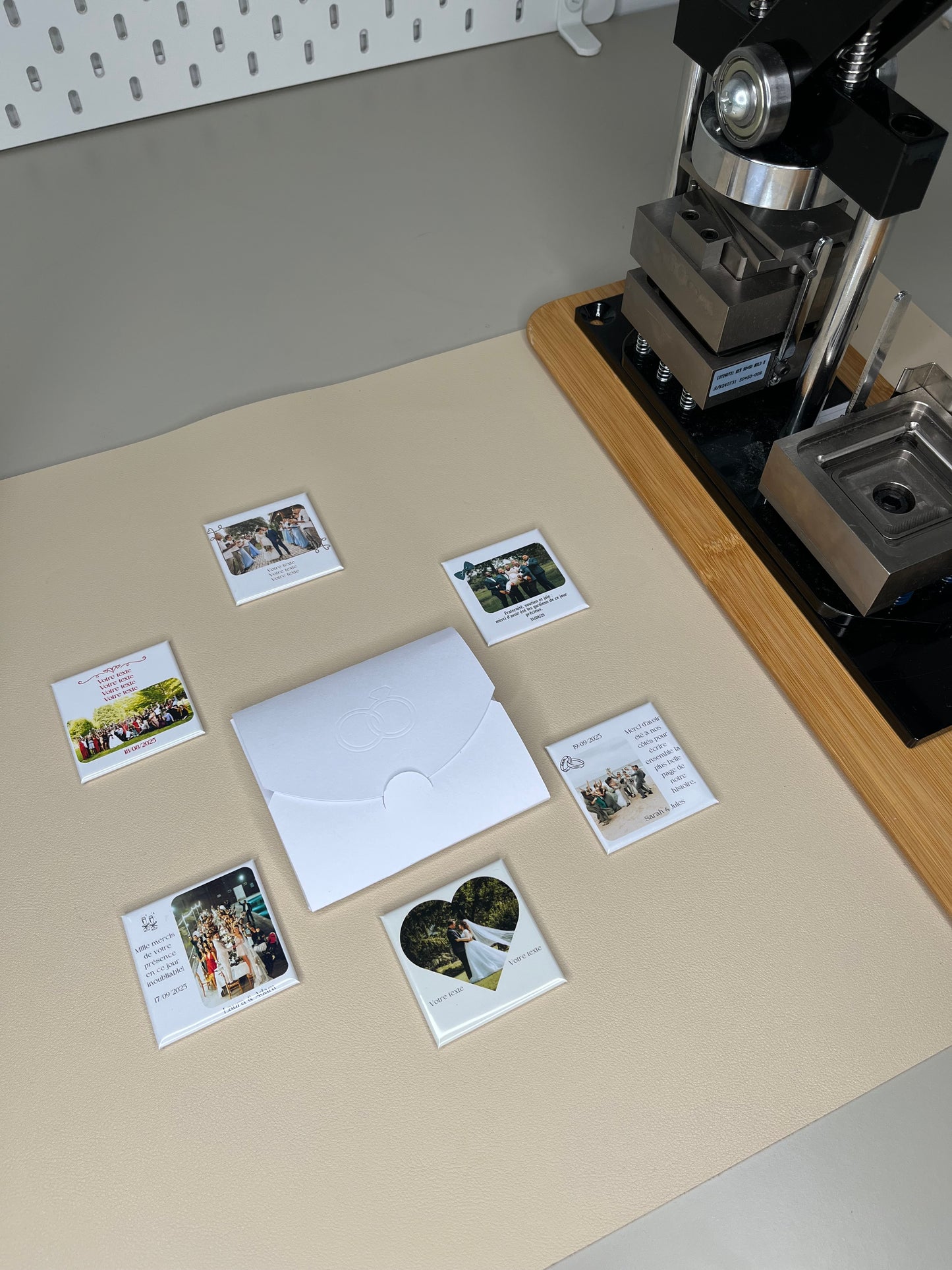 Magnet "remerciement" Mariage personnalisé avec photo, texte et enveloppe