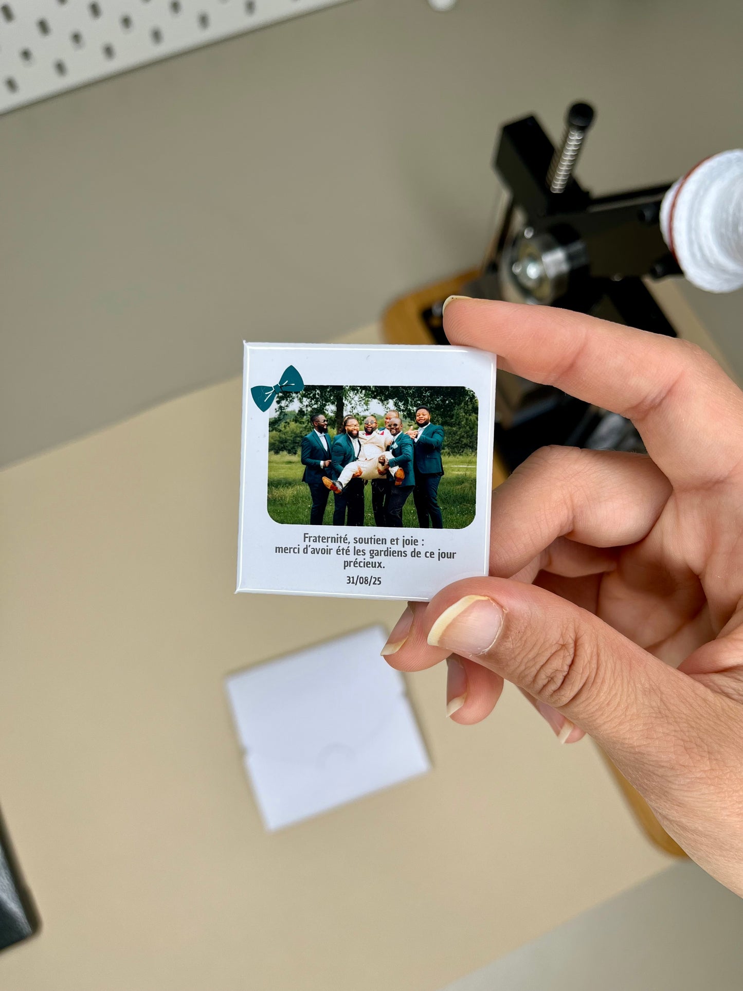 Magnet "remerciement" Mariage personnalisé avec photo, texte et enveloppe