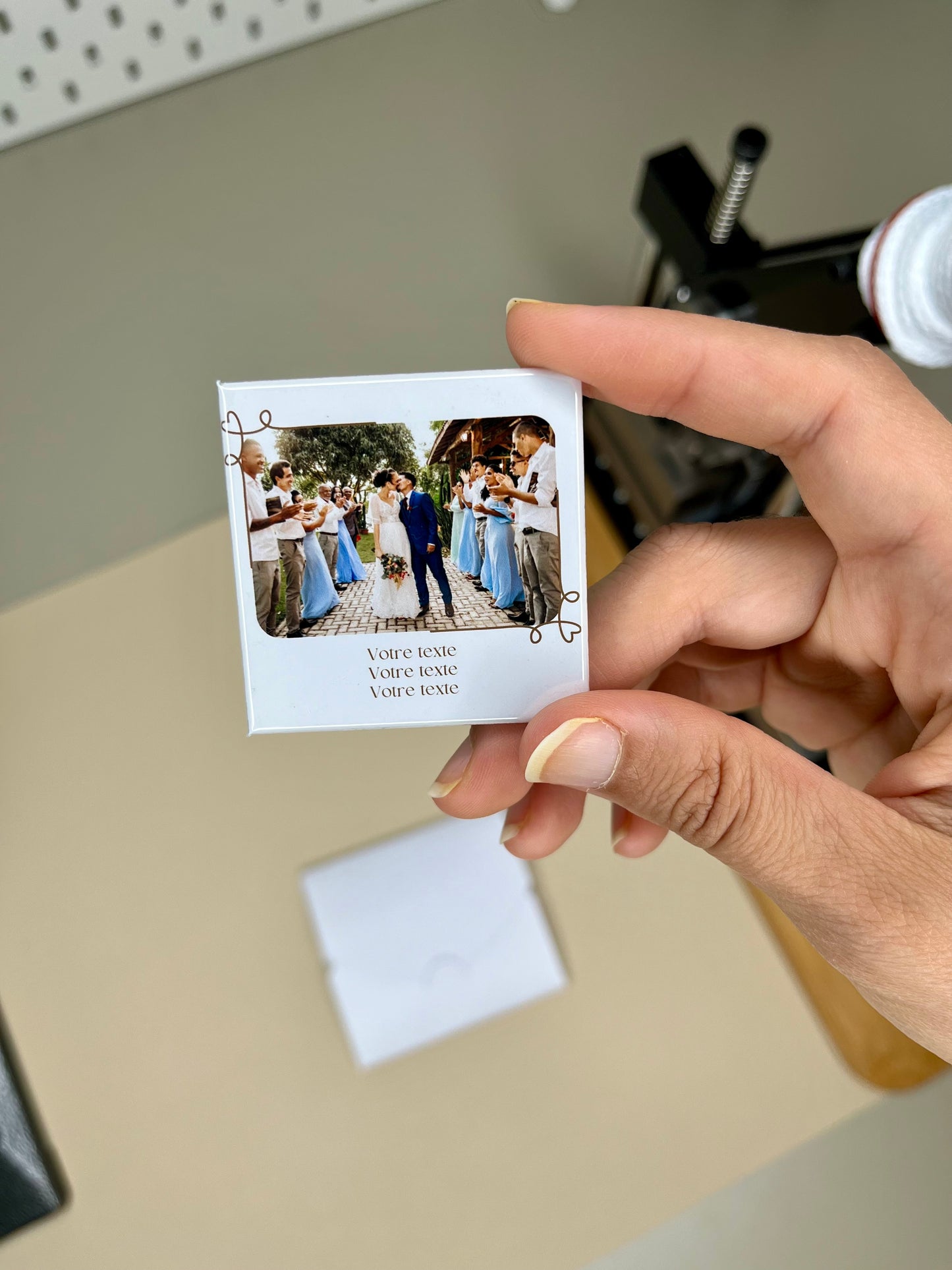 Magnet "remerciement" Mariage personnalisé avec photo, texte et enveloppe