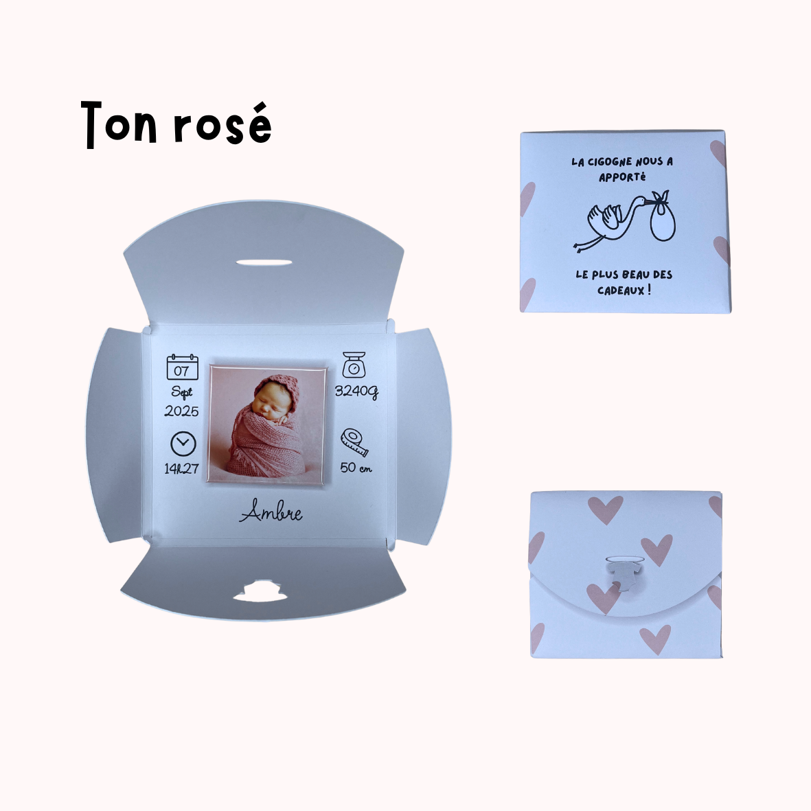 Magnet faire-part Naissance personnalisé avec photo et enveloppe