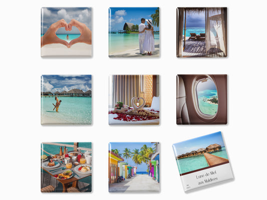 Ensemble de 6 ou 9 magnets photo personnalisables